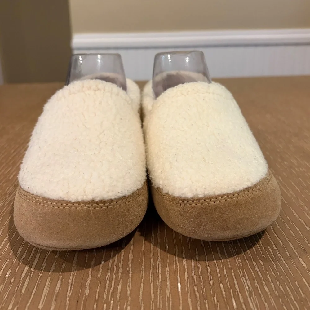 L.L.Bean Kids Sherpa Fleece Slippers Size 3-4 Cream Cozy House Shoes Unisex